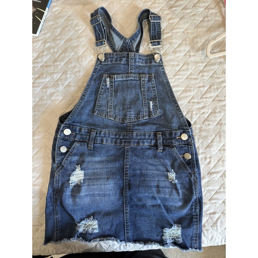 Joe's Jeans Girls Denim Distressed Overalls Dress Size Medium 8-10